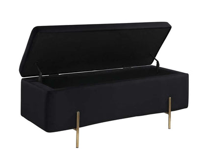 Lilola Home - Emma Black Velvet Storage Bench with Metal Legs - 88884 veiw 3