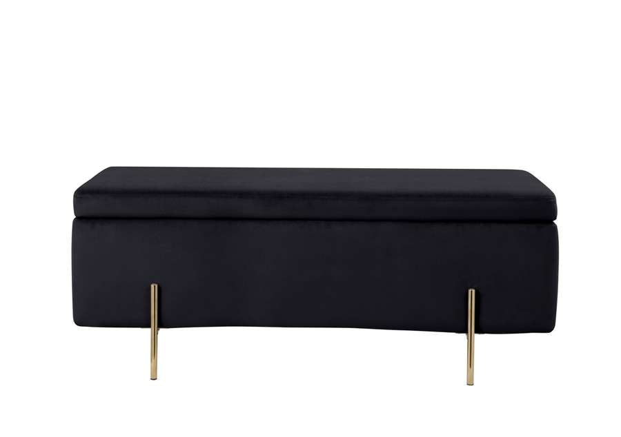 Lilola Home - Emma Black Velvet Storage Bench with Metal Legs - 88884 veiw 4