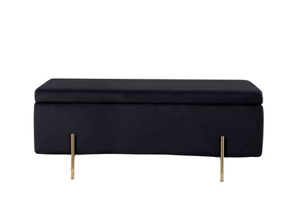 Lilola Home - Emma Black Velvet Storage Bench with Metal Legs - 88884 veiw 4