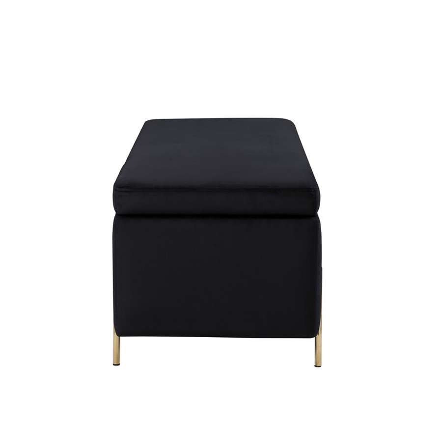 Lilola Home - Emma Black Velvet Storage Bench with Metal Legs - 88884 veiw 5