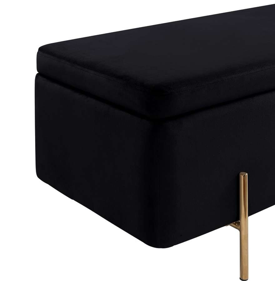 Lilola Home - Emma Black Velvet Storage Bench with Metal Legs - 88884 veiw 6