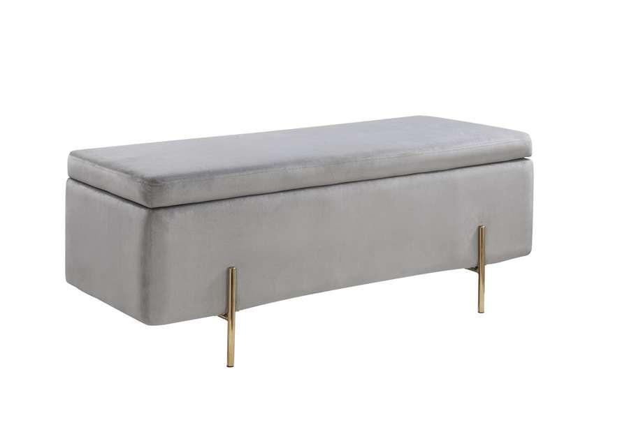 Lilola Home - Emma Gray Velvet Storage Bench with Metal Legs - 88885 veiw 2