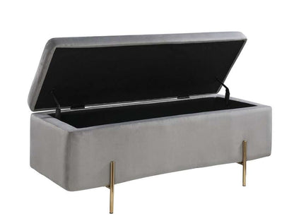 Lilola Home - Emma Gray Velvet Storage Bench with Metal Legs - 88885 veiw 3