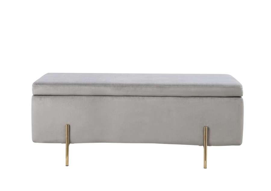 Lilola Home - Emma Gray Velvet Storage Bench with Metal Legs - 88885 veiw 4