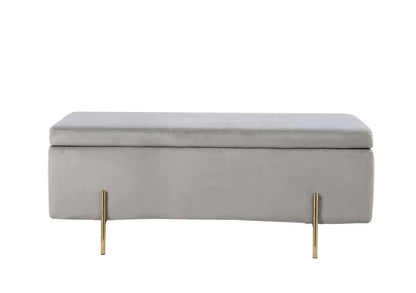 Lilola Home - Emma Gray Velvet Storage Bench with Metal Legs - 88885 veiw 4