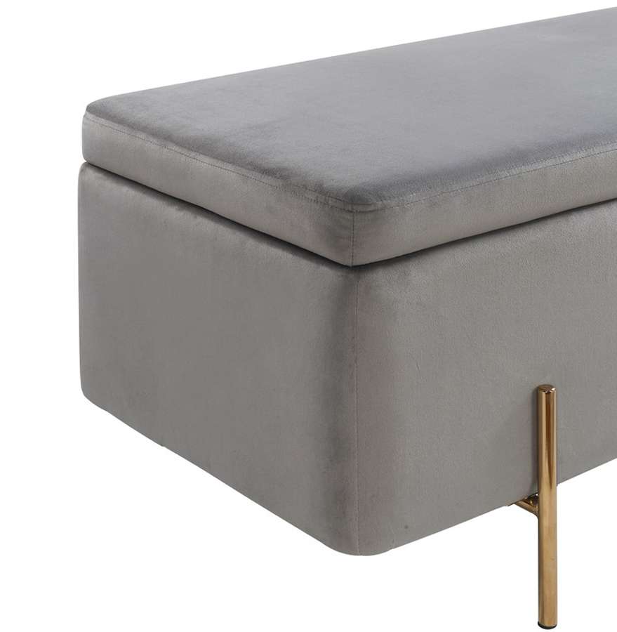 Lilola Home - Emma Gray Velvet Storage Bench with Metal Legs - 88885 veiw 6