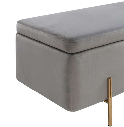 Lilola Home - Emma Gray Velvet Storage Bench with Metal Legs - 88885 veiw 6