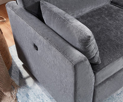 Lilola Home - Emmy 89"W Dark Gray Fabric Sleeper Sectional Sofa with Reversible Storage Chaise, USB & USB-C Charging Ports, Cupholders, Pillows - A87717