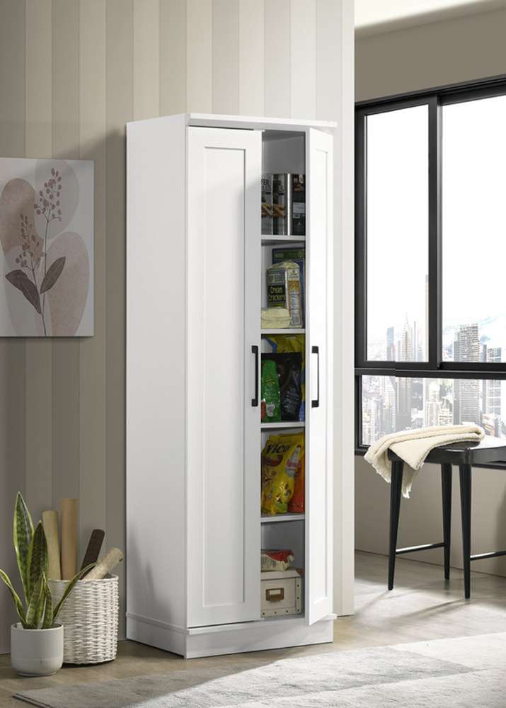 Lilola Home - Evelyn White Sleek Storage Cabinet with Framed Panel Design  - 96002 veiw 3