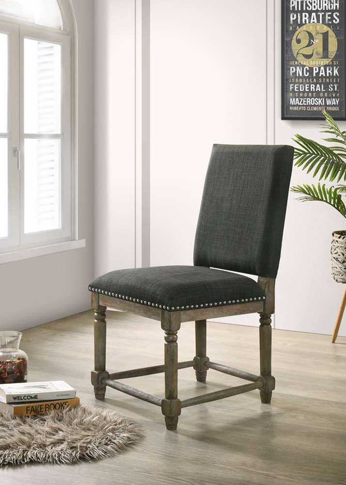 Lilola Home - Everton - Gray Fabric Dining Chair with Nailhead Trim (Set of 2) - 30518 veiw 1