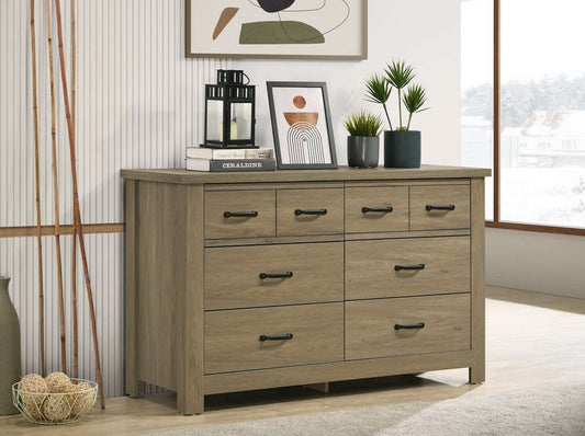 Lilola Home Finn Coffee Gray Oak Finish Dresser with 6 Drawers and Black Handles - 58900DR veiw 1