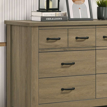 Lilola Home Finn Coffee Gray Oak Finish Dresser with 6 Drawers and Black Handles - 58900DR veiw 4