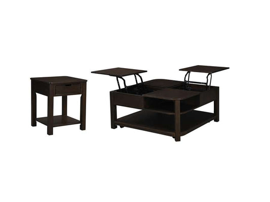 Lilola Home - Flora 2 Piece Dark Brown MDF Lift Top Coffee and End Table Set - 98006-EC veiw 2
