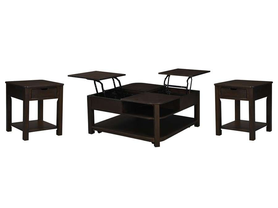 Lilola Home - Flora 3 Piece Dark Brown MDF Lift Top Coffee and End Table Set - 98006-EEC veiw 1