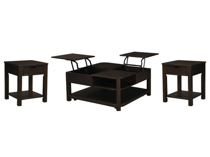 Lilola Home - Flora 3 Piece Dark Brown MDF Lift Top Coffee and End Table Set - 98006-EEC veiw 1