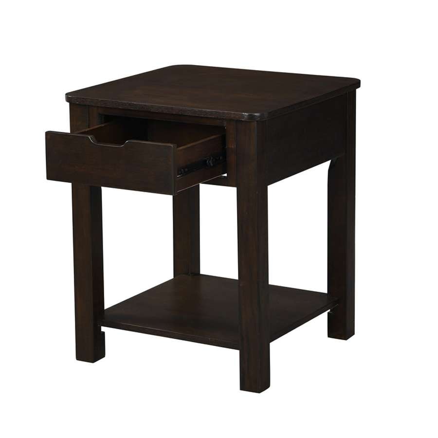 Lilola Home - Flora Dark Brown MDF End Table with Drawer - 98007 veiw 2