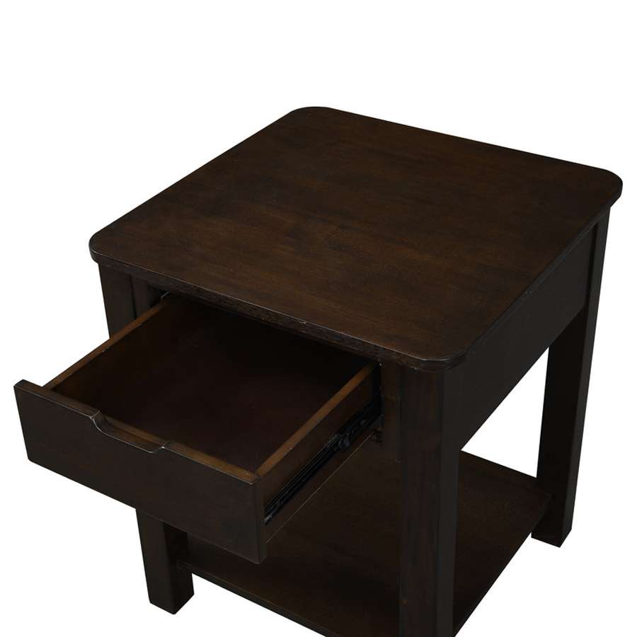 Lilola Home - Flora Dark Brown MDF End Table with Drawer - 98007 veiw 3
