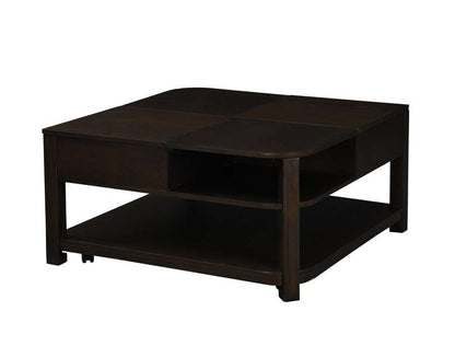 Lilola Home - Flora Dark Brown MDF Lift Top Coffee Table with Shelves - 98006 veiw 1