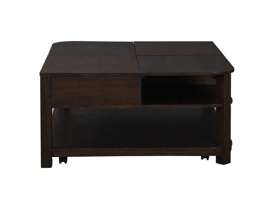 Lilola Home - Flora Dark Brown MDF Lift Top Coffee Table with Shelves - 98006 veiw 2