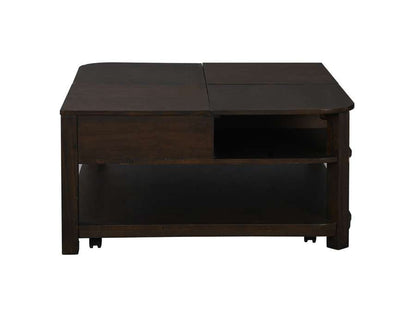 Lilola Home - Flora Dark Brown MDF Lift Top Coffee Table with Shelves - 98006 veiw 2