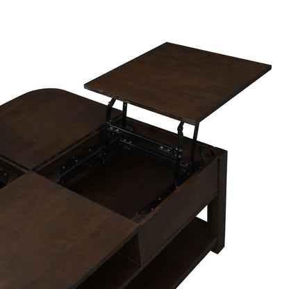 Lilola Home - Flora Dark Brown MDF Lift Top Coffee Table with Shelves - 98006 veiw 3