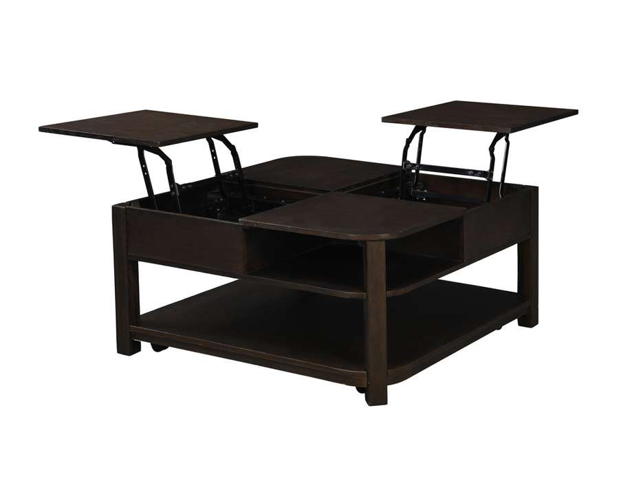Lilola Home - Flora Dark Brown MDF Lift Top Coffee Table with Shelves - 98006 veiw 5