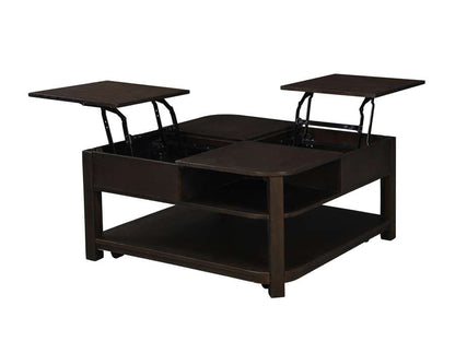 Lilola Home - Flora Dark Brown MDF Lift Top Coffee Table with Shelves - 98006 veiw 5
