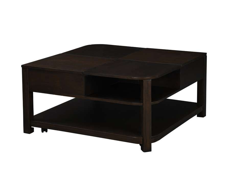 Lilola Home - Flora Dark Brown MDF Lift Top Coffee Table with Shelves - 98006 veiw 6