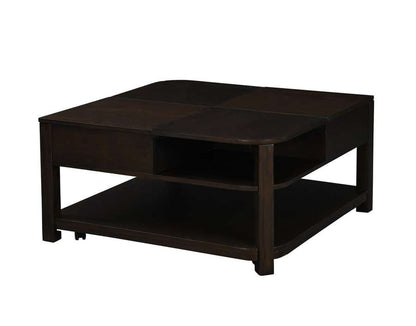 Lilola Home - Flora Dark Brown MDF Lift Top Coffee Table with Shelves - 98006 veiw 6