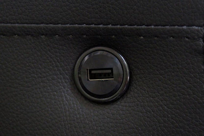 Lilola Home - Genesis 85inW Black PVC Fabric Sofa with LED Lights, USB Charger, Storage Console, Cupholders, Tufted Cushions-84513-1 veiw 8