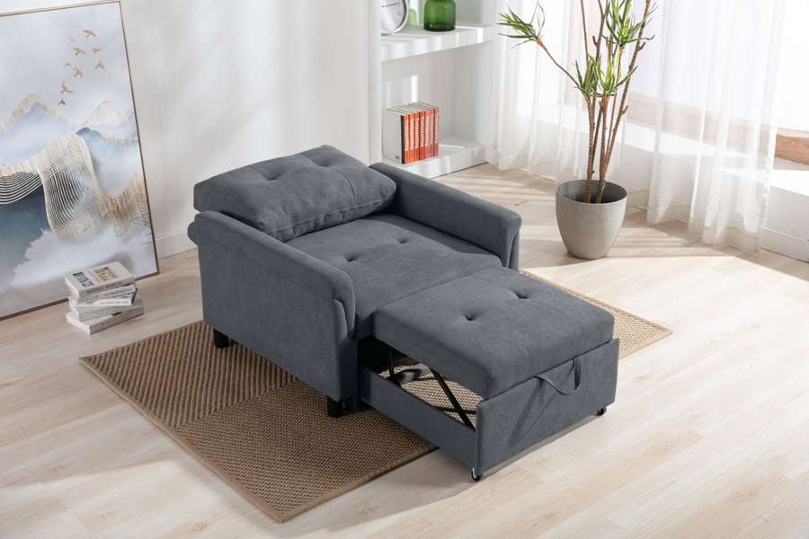 Lilola Home - Hannah Dark Gray Woven Convertible Armchair - 81361 veiw 3