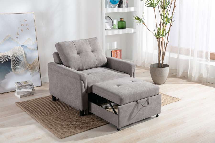 Lilola Home - Hannah Gray Woven Convertible Armchair - 81360 veiw 2