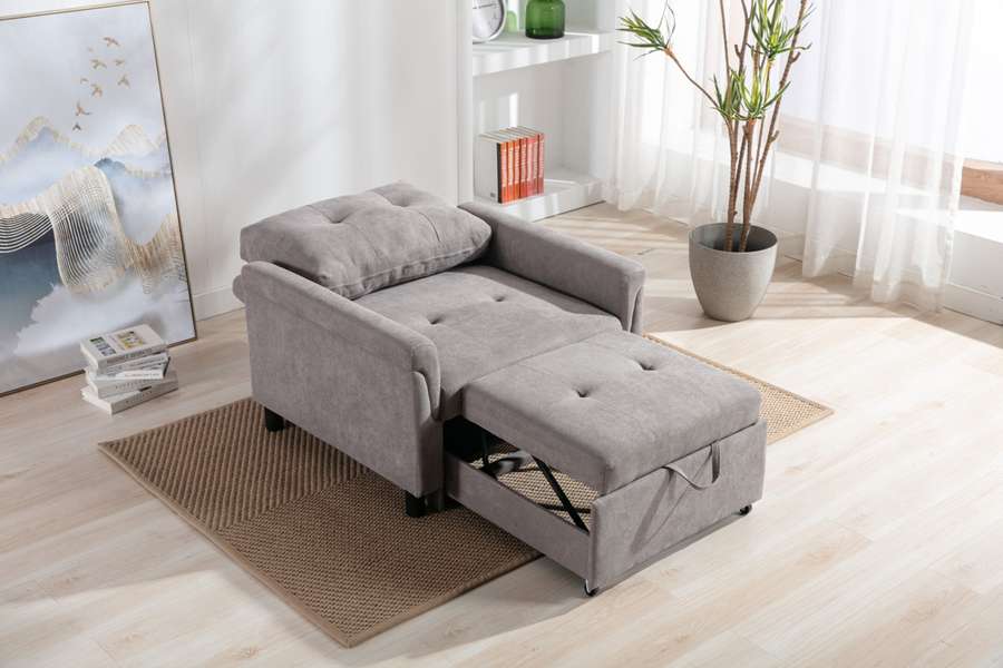 Lilola Home - Hannah Gray Woven Convertible Armchair - 81360 veiw 3