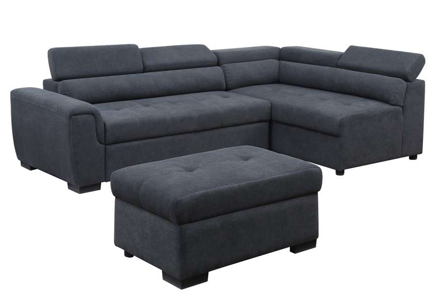 Lilola Home - Haris Dark Gray Fabric Sleeper Sofa Sectional with Adjustable Headrest and Storage Ottoman - 89138 veiw 2