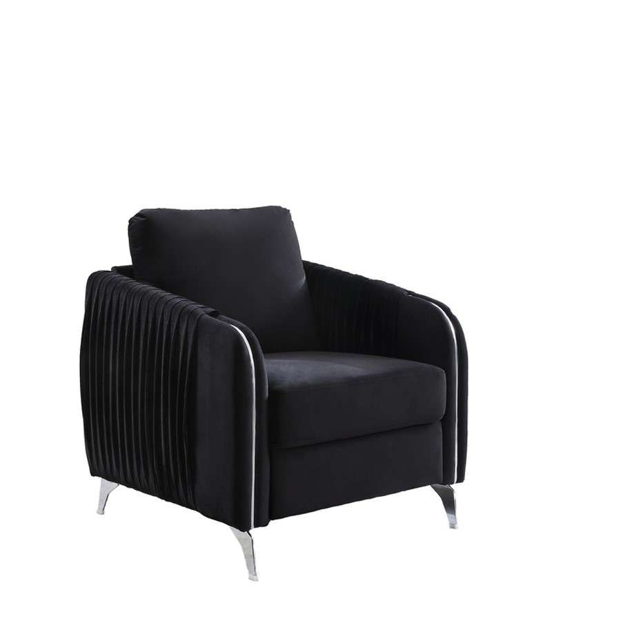 Lilola Home - Hathaway Black Velvet Modern Chic Accent Armchair - 89726-C veiw 1