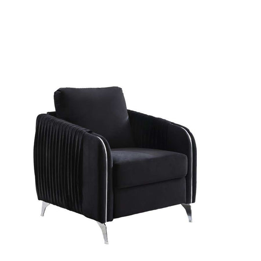 Lilola Home - Hathaway Black Velvet Modern Chic Accent Armchair - 89726-C veiw 1