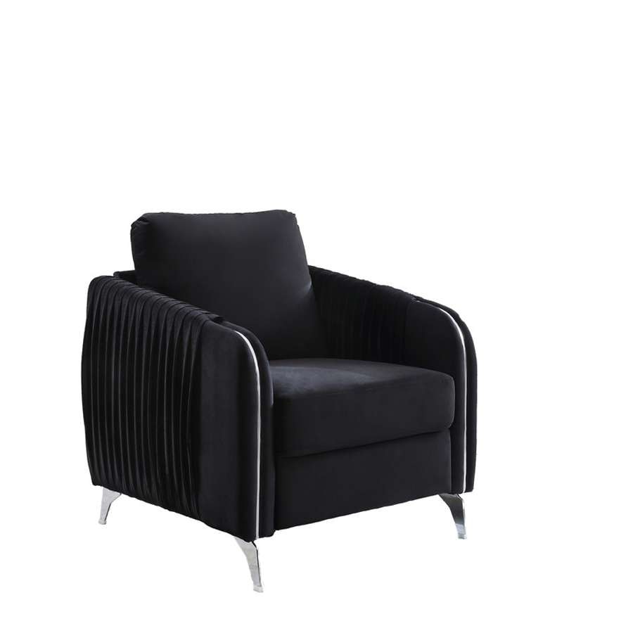 Lilola Home - Hathaway Black Velvet Modern Chic Accent Armchair - 89726-C veiw 2