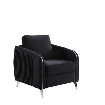 Lilola Home - Hathaway Black Velvet Modern Chic Accent Armchair - 89726-C veiw 2
