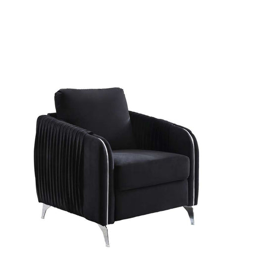 Lilola Home - Hathaway Black Velvet Modern Chic Accent Armchair - 89726-C veiw 2