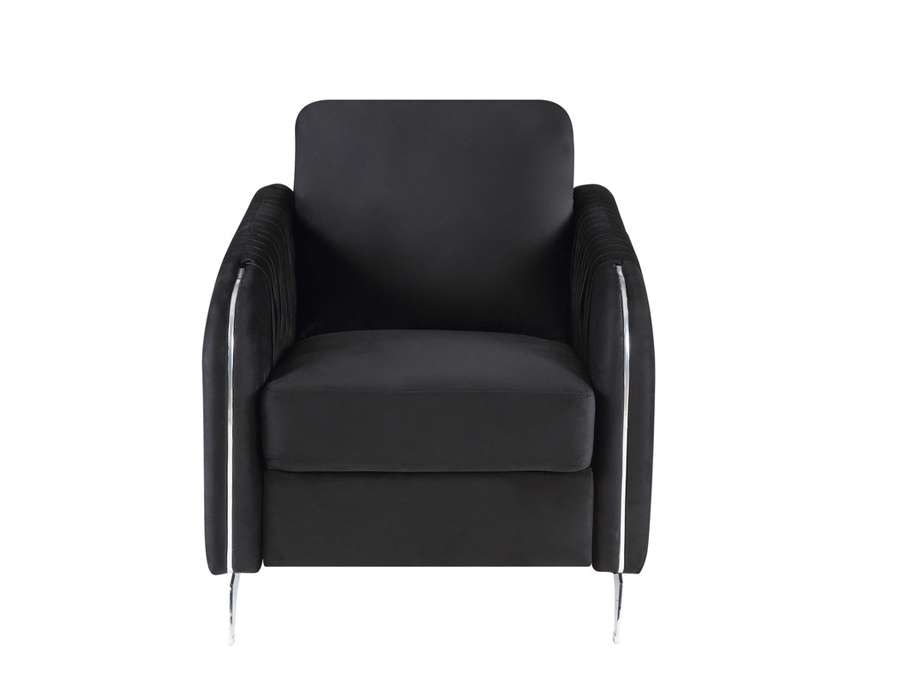 Lilola Home - Hathaway Black Velvet Modern Chic Accent Armchair - 89726-C veiw 3