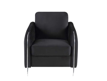 Lilola Home - Hathaway Black Velvet Modern Chic Accent Armchair - 89726-C veiw 3