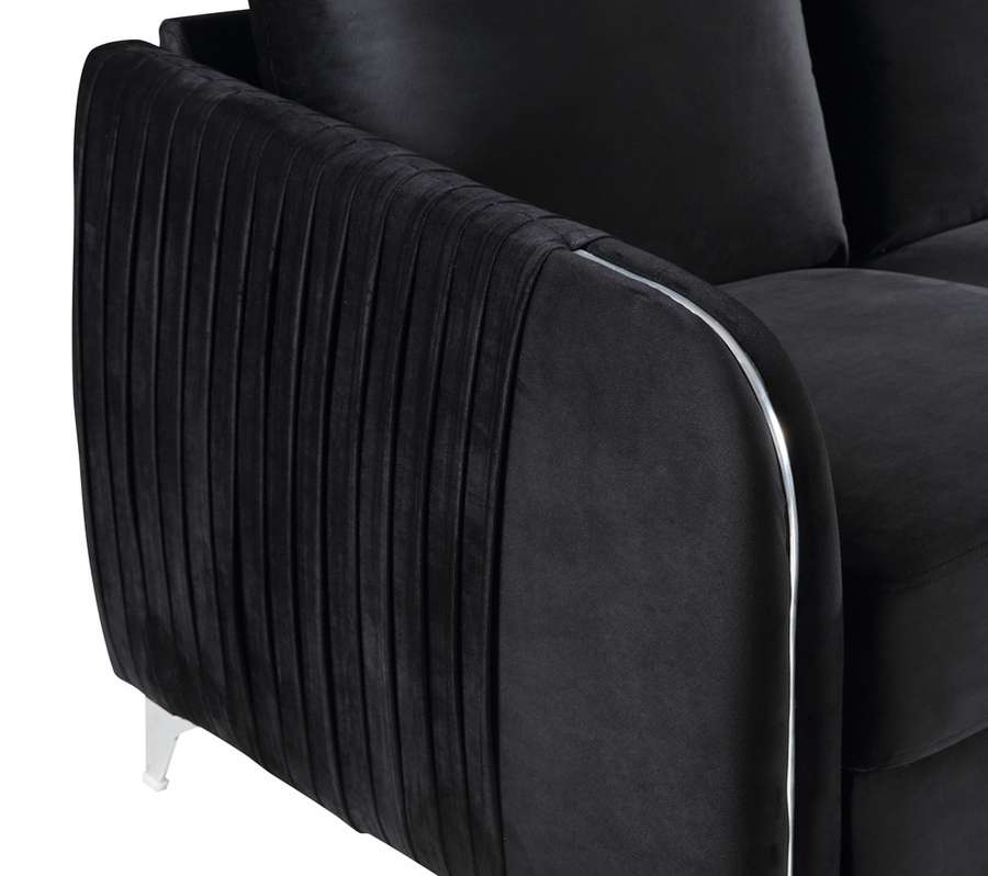 Lilola Home - Hathaway Black Velvet Modern Chic Accent Armchair - 89726-C veiw 4