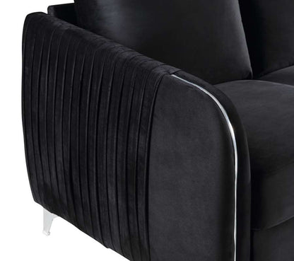 Lilola Home - Hathaway Black Velvet Modern Chic Accent Armchair - 89726-C veiw 4