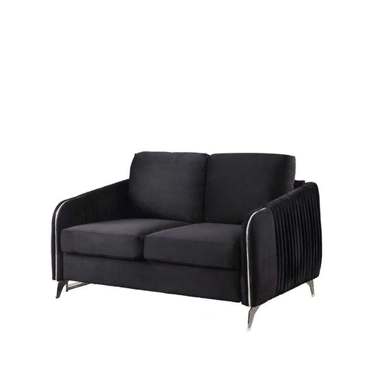 Lilola Home - Hathaway Black Velvet Modern Chic Loveseat Couch - 89726-L veiw 1