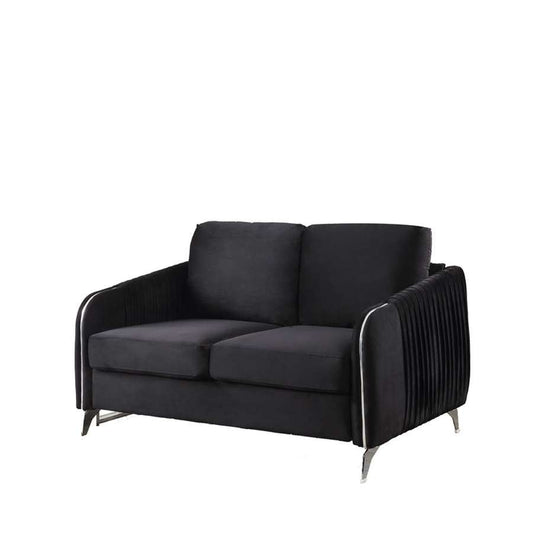 Lilola Home - Hathaway Black Velvet Modern Chic Loveseat Couch - 89726-L veiw 2