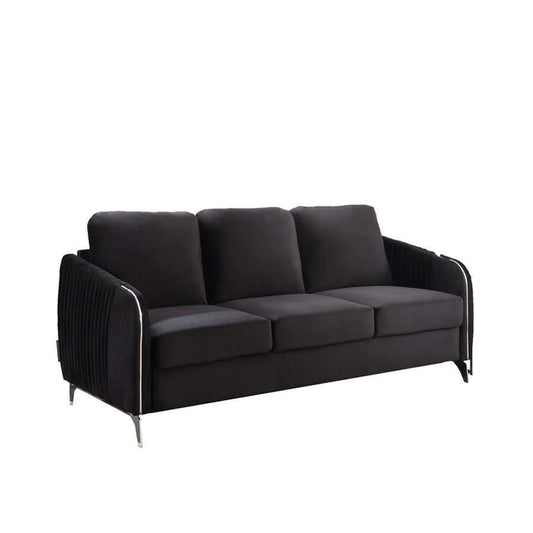 Lilola Home - Hathaway Black Velvet Modern Chic Sofa Couch - 89726-S veiw 1