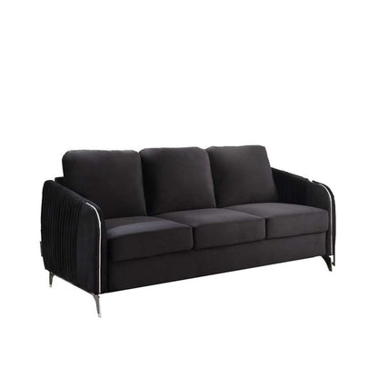 Lilola Home - Hathaway Black Velvet Modern Chic Sofa Couch - 89726-S veiw 2