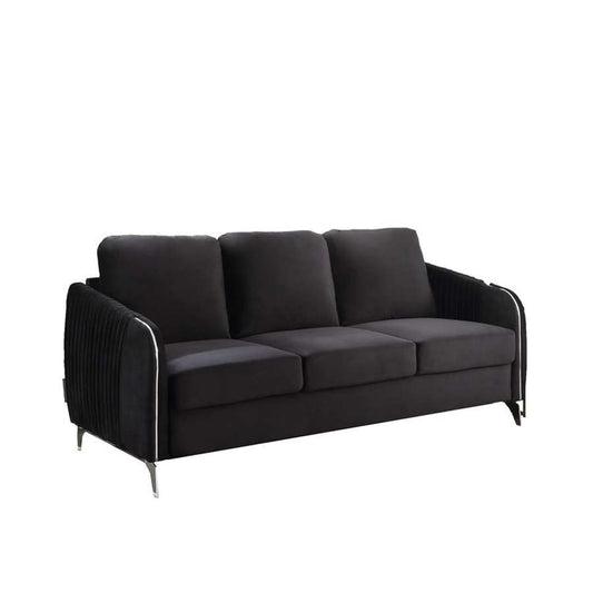 Lilola Home - Hathaway Black Velvet Modern Chic Sofa Couch - 89726-S veiw 2