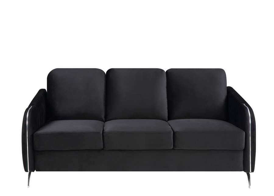 Lilola Home - Hathaway Black Velvet Modern Chic Sofa Couch - 89726-S veiw 3