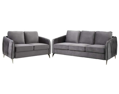 Lilola Home - Hathaway Gray Velvet Fabric Sofa Loveseat Living Room Set - 89725-SL veiw 2